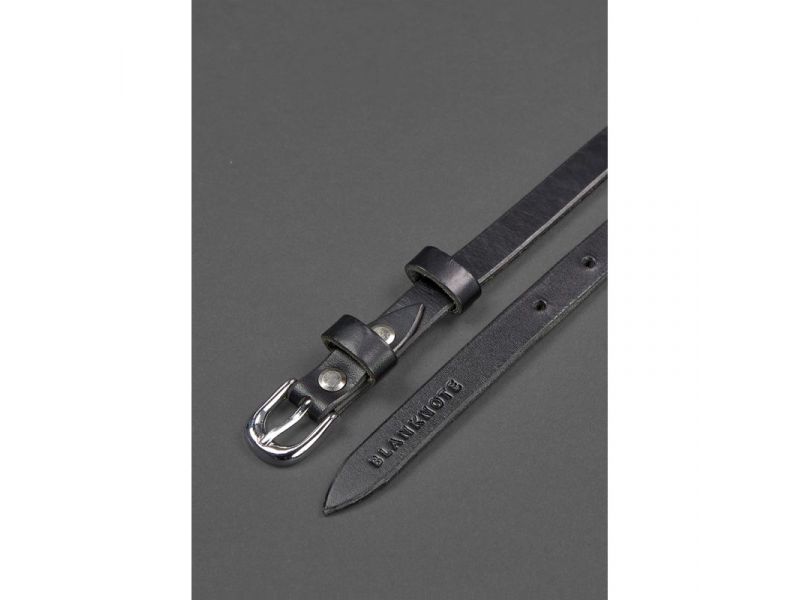 Женский кожаный узкий ремень 15 мм Черный, фото 3