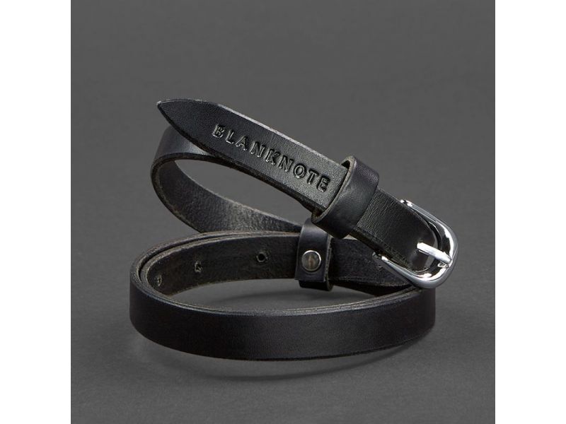 Женский кожаный узкий ремень 15 мм Черный, фото 4