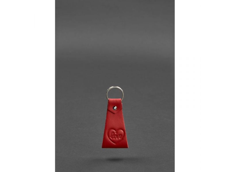 Кожаный красный брелок-петля, фото 1