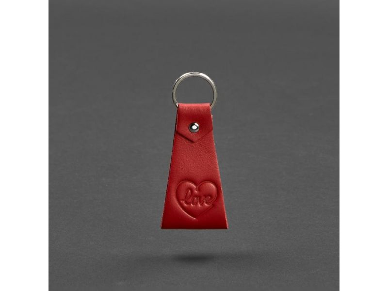 Кожаный красный брелок-петля, фото 3