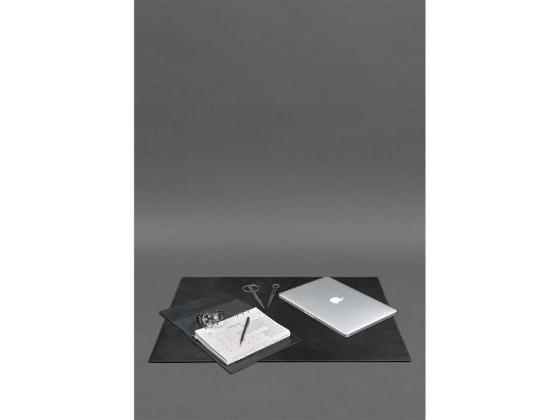 Накладка на стол руководителя - Кожаный бювар 1.0 Черный Crazy Horse, фото 2