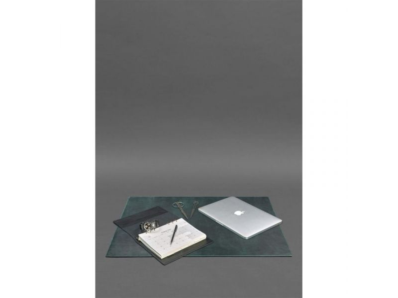 Накладка на стол руководителя - Кожаный бювар 1.0 Зеленый Crazy Horse, фото 2