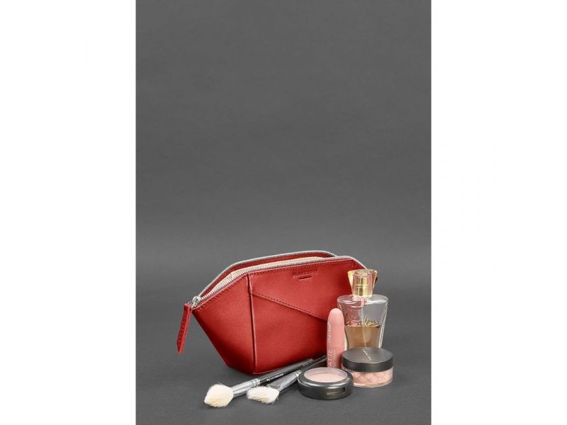 Женская кожаная косметичка 2.0 Красная, фото 4