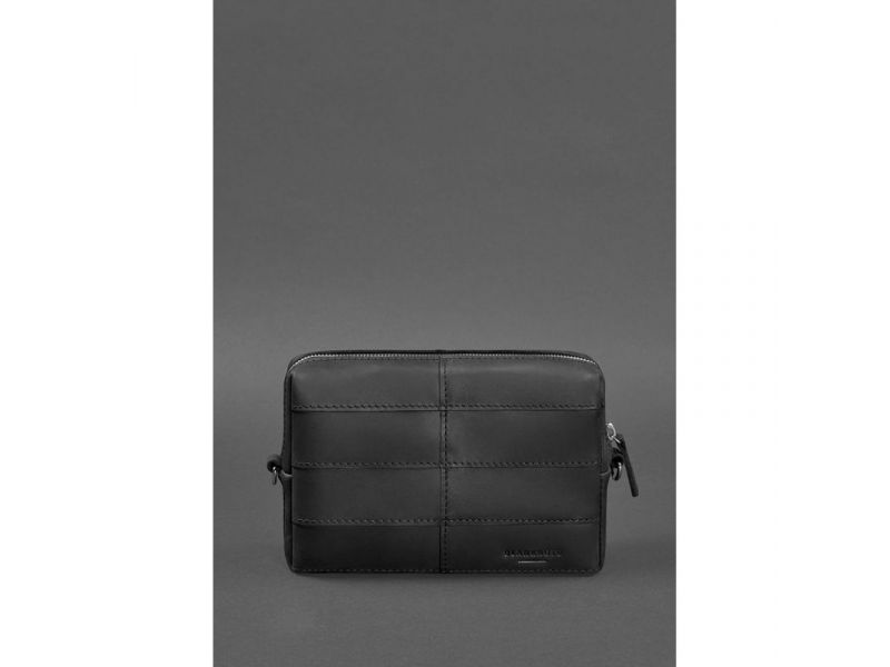 Кожаная косметичка-несессер 3.1 Черная Crazy Horse, фото 1