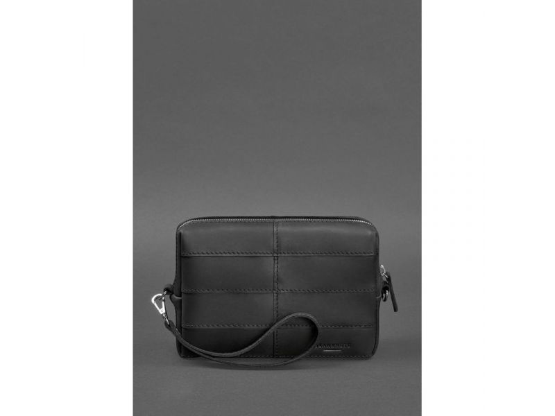 Кожаная косметичка-несессер 3.1 Черная Crazy Horse, фото 2