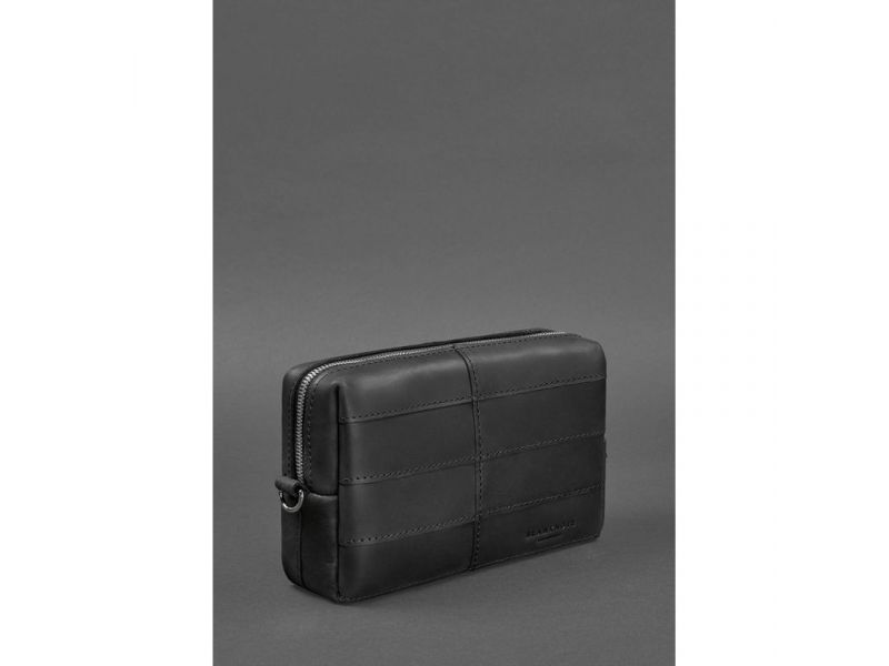 Кожаная косметичка-несессер 3.1 Черная Crazy Horse, фото 3