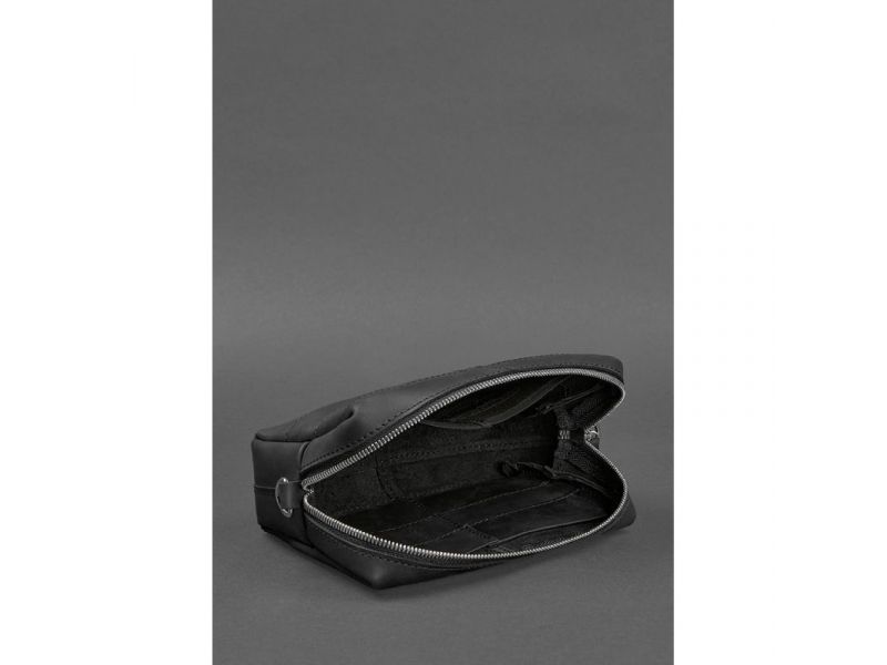 Кожаная косметичка-несессер 3.1 Черная Crazy Horse, фото 4