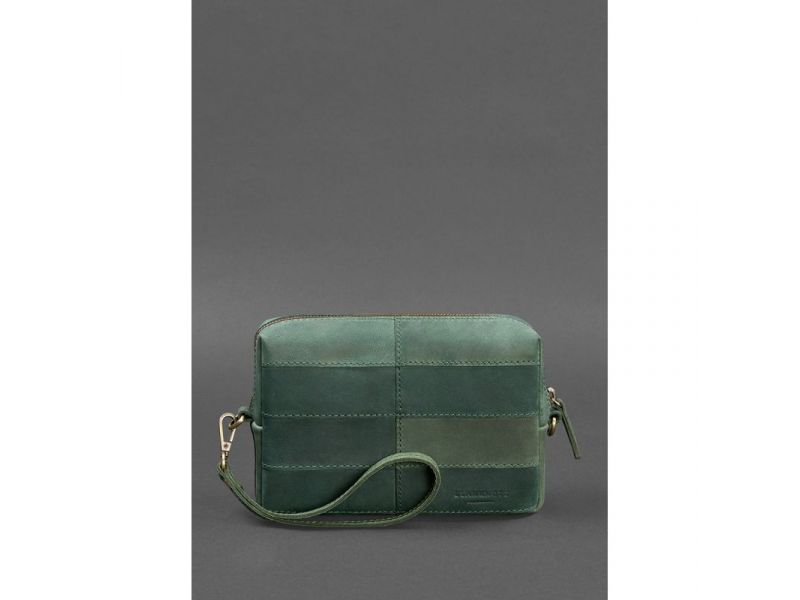 Кожаная косметичка-несессер 3.1 Зеленая Crazy Horse, фото 2