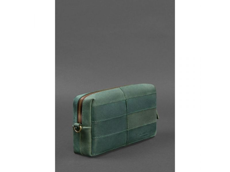 Кожаная косметичка-несессер 3.1 Зеленая Crazy Horse, фото 3