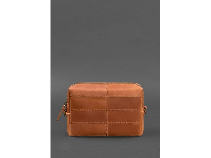 Кожаная косметичка-несессер 3.1 Светло-коричневая Crazy Horse, фото 2