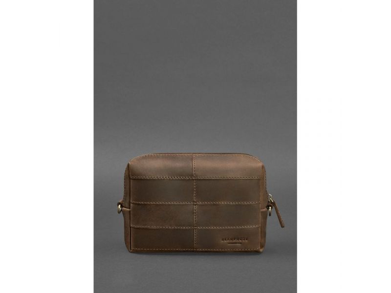 Кожаная косметичка-несессер 3.1 Темно-коричневый Crazy Horse, фото 1