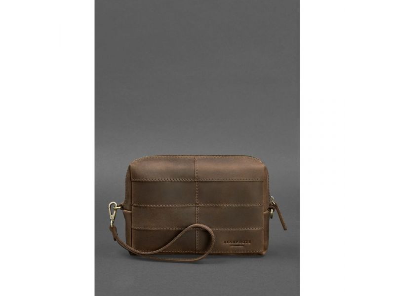 Кожаная косметичка-несессер 3.1 Темно-коричневый Crazy Horse, фото 2