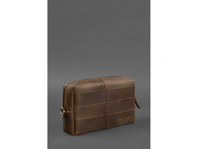 Кожаная косметичка-несессер 3.1 Темно-коричневый Crazy Horse, фото 3
