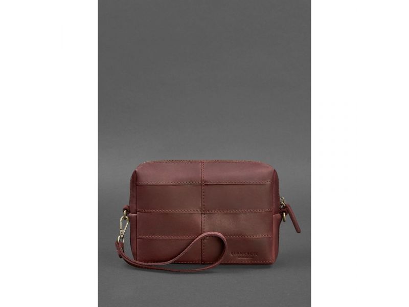 Кожаная косметичка-несессер 3.1 Бордовая Crazy Horse, фото 2