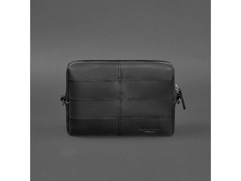 Кожаная косметичка-несессер 3.1 Черная Crazy Horse, фото 5