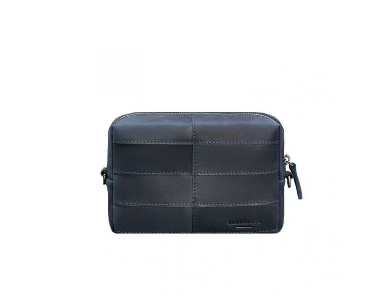 Кожаная косметичка-несессер 3.1 Темно-синяя Crazy Horse, фото 6