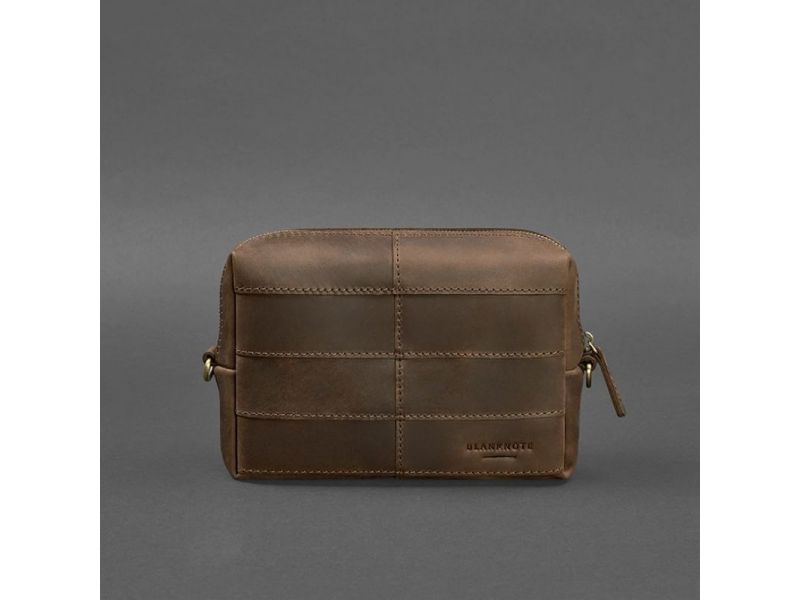 Кожаная косметичка-несессер 3.1 Темно-коричневый Crazy Horse, фото 4