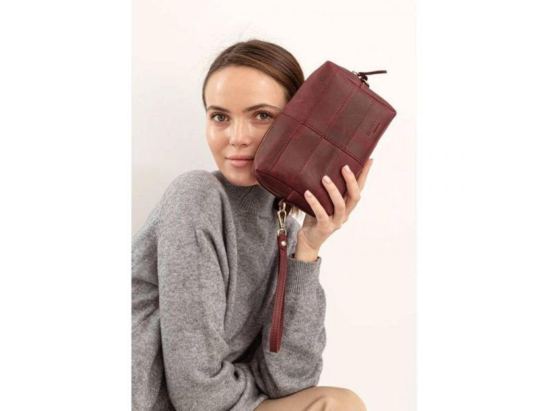 Кожаная косметичка-несессер 3.1 Бордовая Crazy Horse, фото 1