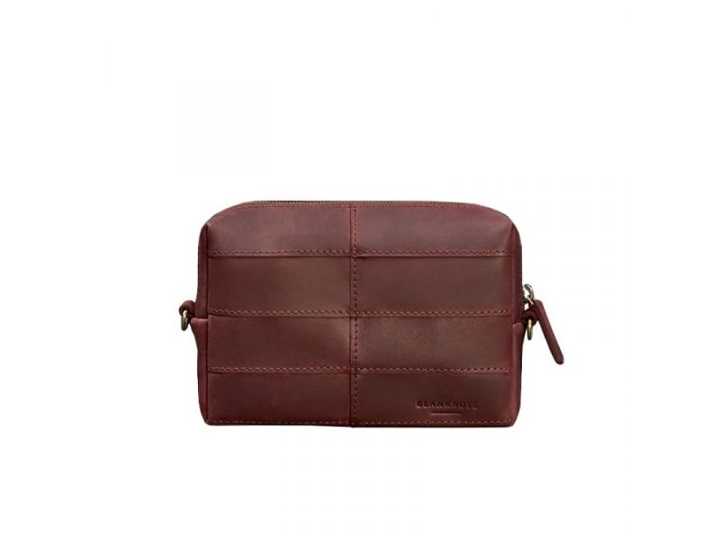 Кожаная косметичка-несессер 3.1 Бордовая Crazy Horse, фото 6