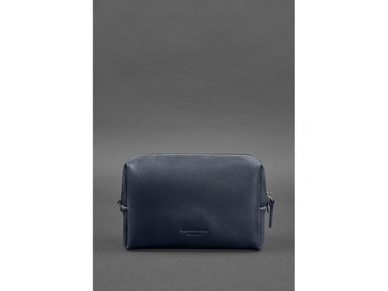 Кожаная косметичка-несессер 3.0 Темно-синяя Crazy Horse, фото 1