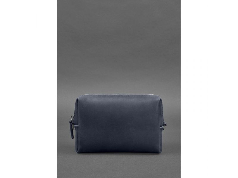 Кожаная косметичка-несессер 3.0 Темно-синяя Crazy Horse, фото 3