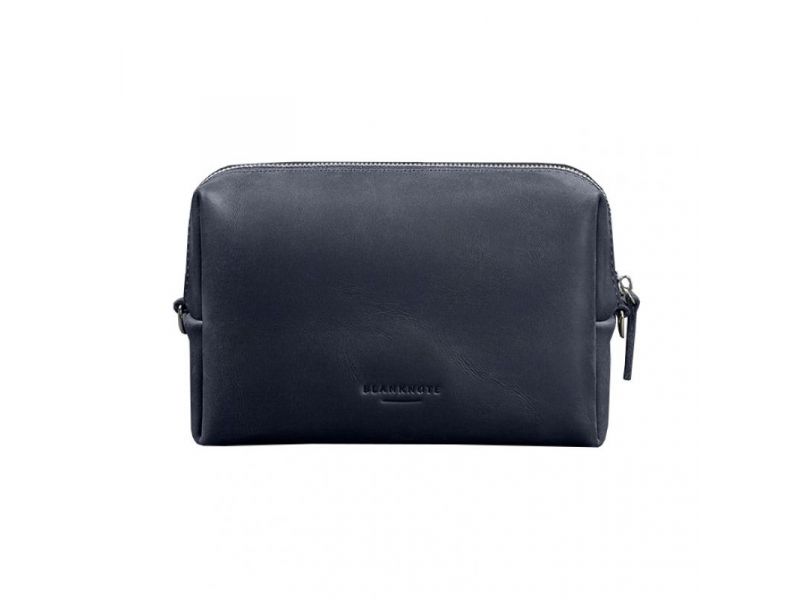 Кожаная косметичка-несессер 3.0 Темно-синяя Crazy Horse, фото 5