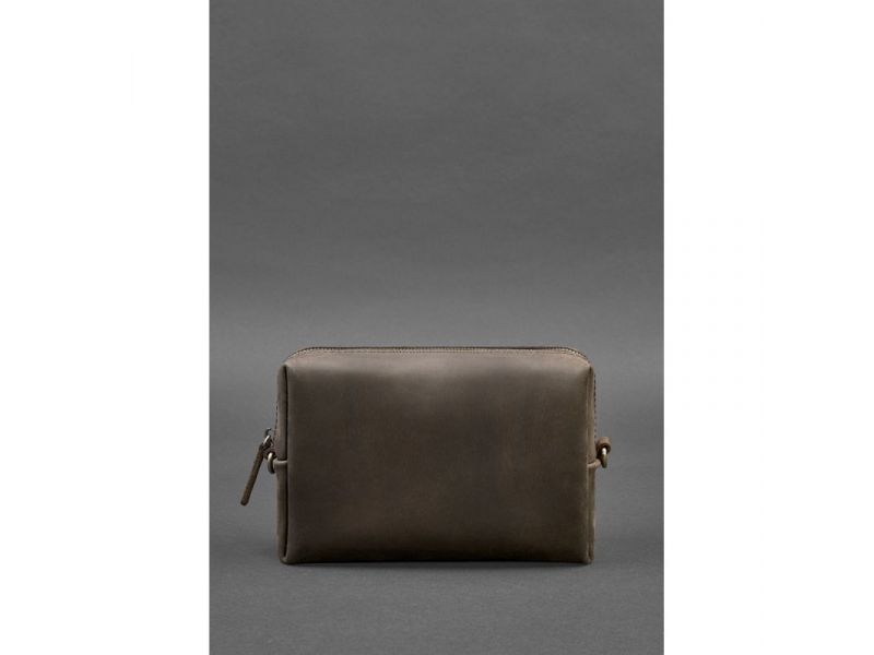 Кожаная косметичка-несессер 3.0 Темно-коричневая Crazy Horse, фото 2