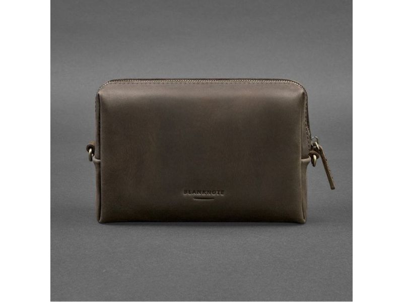 Кожаная косметичка-несессер 3.0 Темно-коричневая Crazy Horse, фото 4