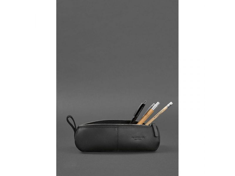 Кожаный пенал-несессер (футляр для очков) 4.0 Черный Crazy Horse, фото 2