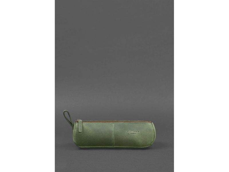 Кожаный пенал-несессер (футляр для очков) 4.0 Зеленый Crazy Horse, фото 1