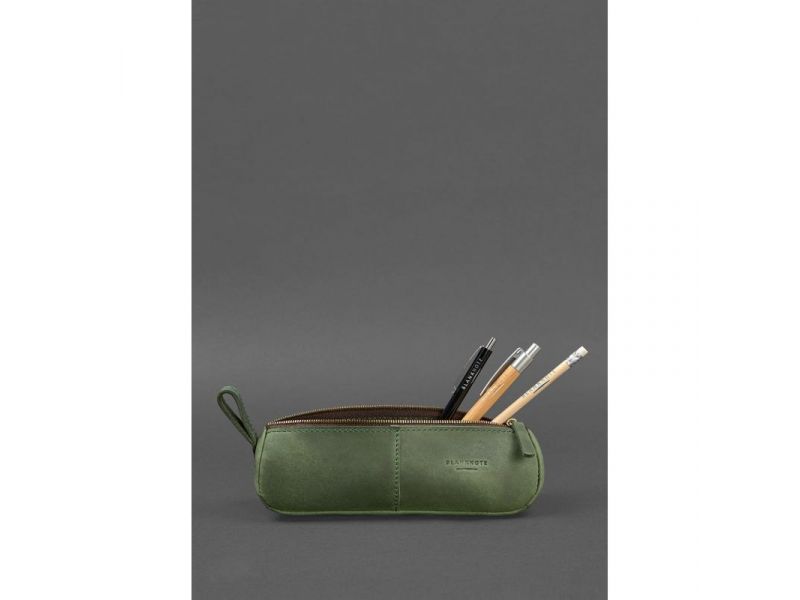 Кожаный пенал-несессер (футляр для очков) 4.0 Зеленый Crazy Horse, фото 2