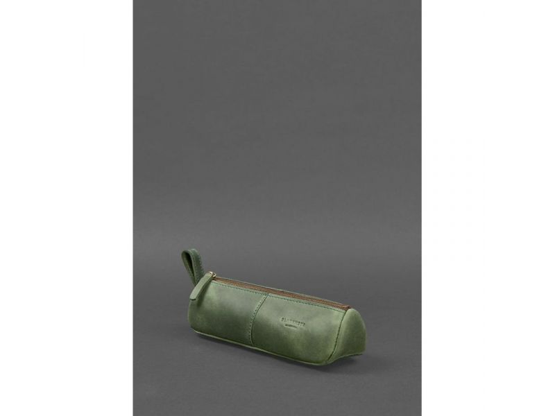 Кожаный пенал-несессер (футляр для очков) 4.0 Зеленый Crazy Horse, фото 3