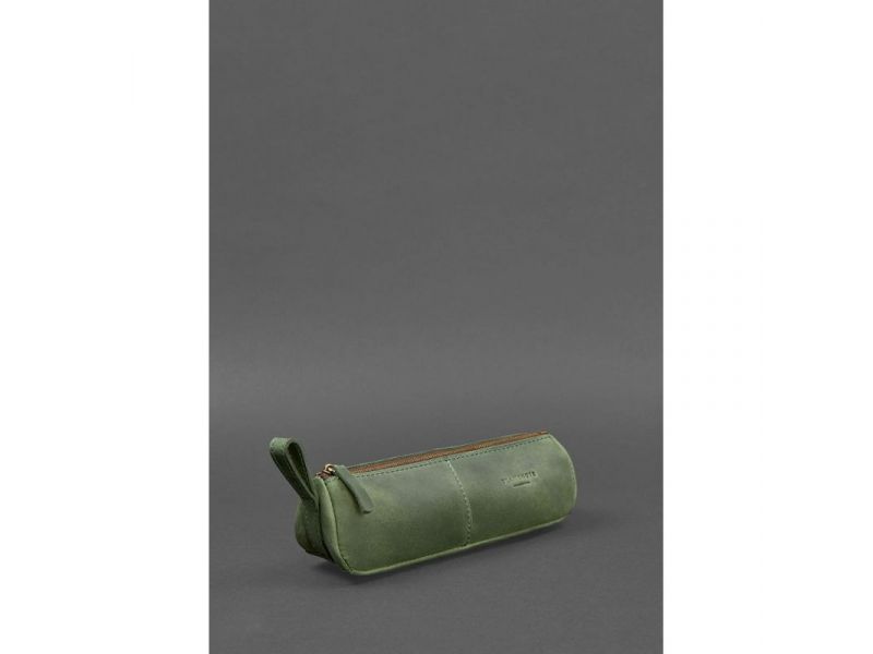 Кожаный пенал-несессер (футляр для очков) 4.0 Зеленый Crazy Horse, фото 4