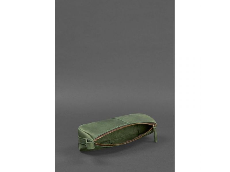 Кожаный пенал-несессер (футляр для очков) 4.0 Зеленый Crazy Horse, фото 5