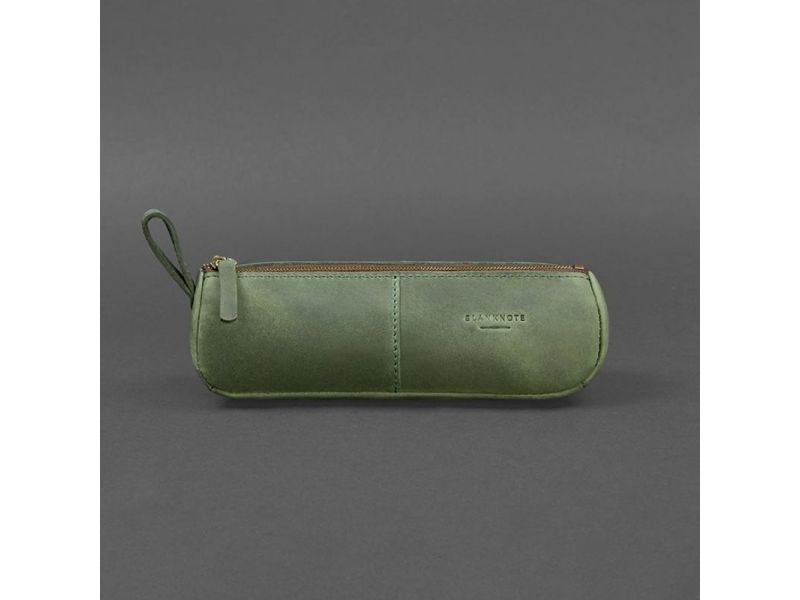 Кожаный пенал-несессер (футляр для очков) 4.0 Зеленый Crazy Horse, фото 6