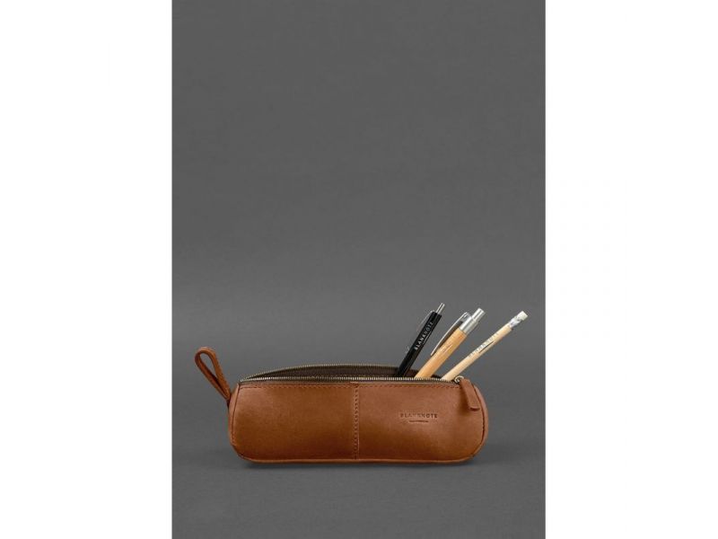 Кожаный пенал-несессер (футляр для очков) 4.0 Светло-коричневый Crazy Horse, фото 2