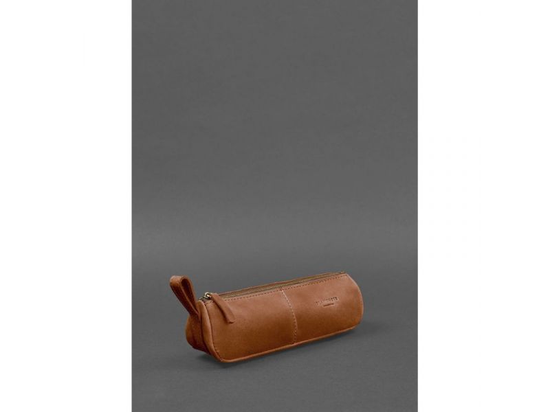 Кожаный пенал-несессер (футляр для очков) 4.0 Светло-коричневый Crazy Horse, фото 4