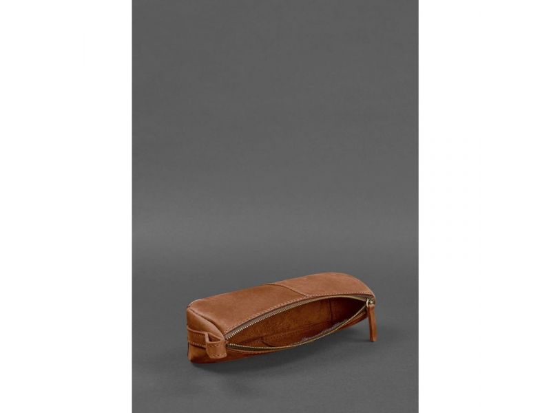 Кожаный пенал-несессер (футляр для очков) 4.0 Светло-коричневый Crazy Horse, фото 5