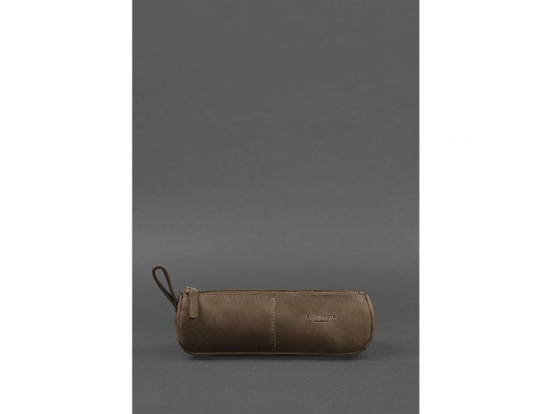 Кожаный пенал-несессер (футляр для очков) 4.0 Темно-коричневый Crazy Horse, фото 1