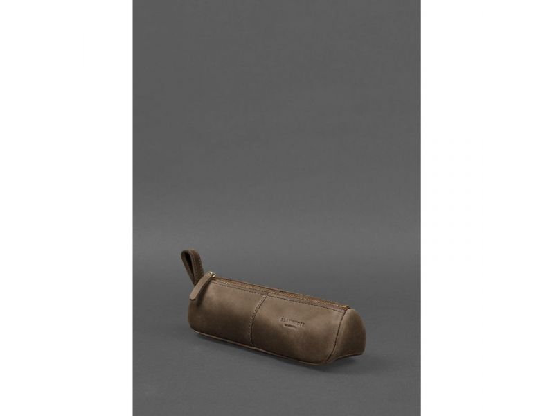 Кожаный пенал-несессер (футляр для очков) 4.0 Темно-коричневый Crazy Horse, фото 3