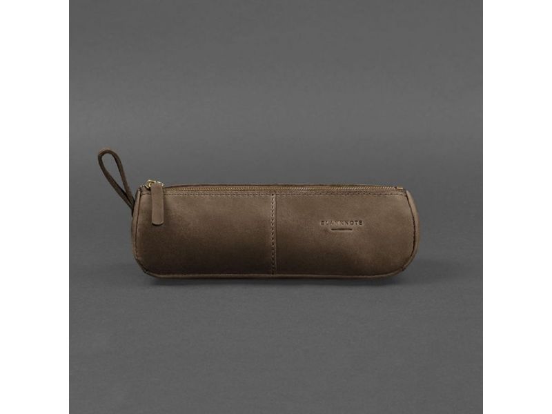 Кожаный пенал-несессер (футляр для очков) 4.0 Темно-коричневый Crazy Horse, фото 6