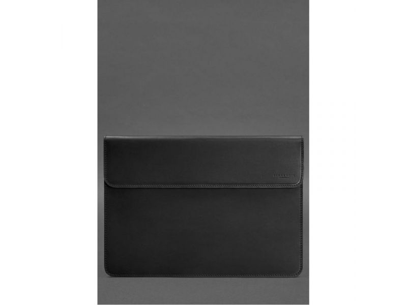 Кожаный чехол-конверт на магнитах для MacBook 15-16 дюйм Черный Crazy Horse, фото 1