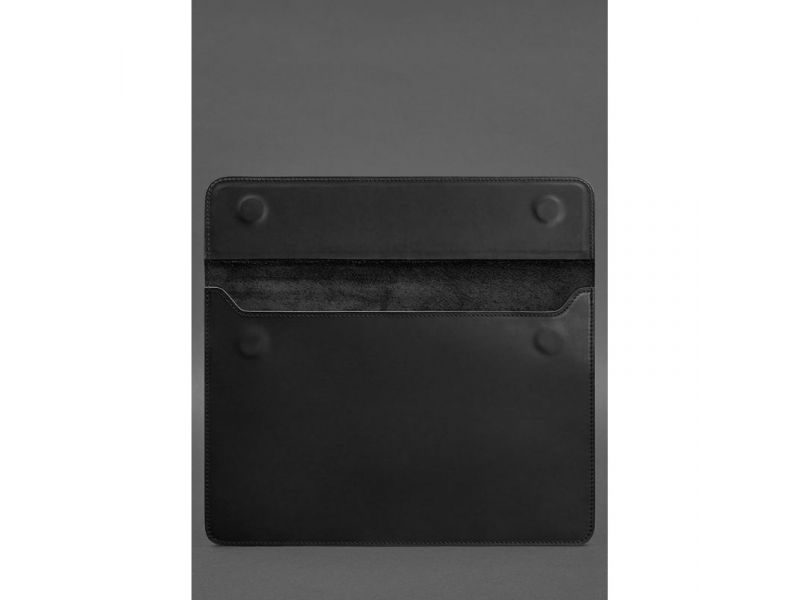 Кожаный чехол-конверт на магнитах для MacBook 15-16 дюйм Черный Crazy Horse, фото 3