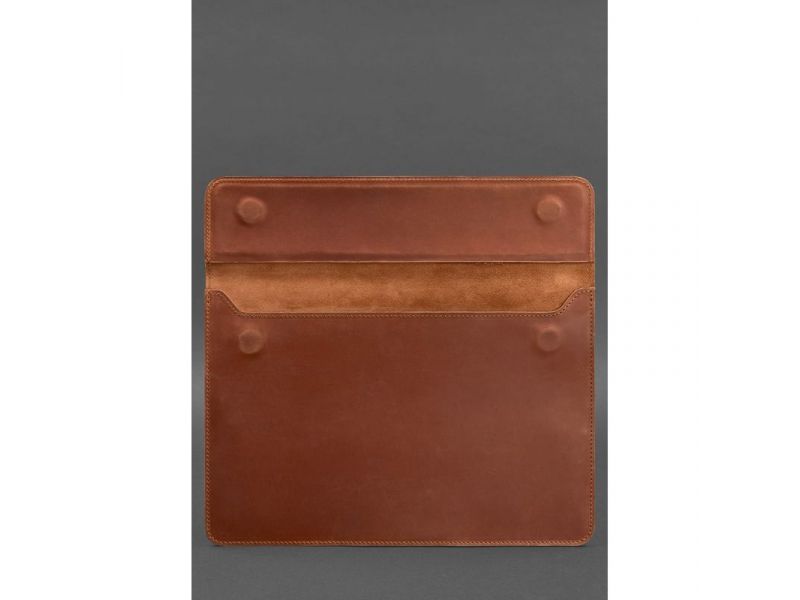 Кожаный чехол-конверт на магнитах для MacBook 15-16 дюйм Светло-коричневый Crazy Horse, фото 3