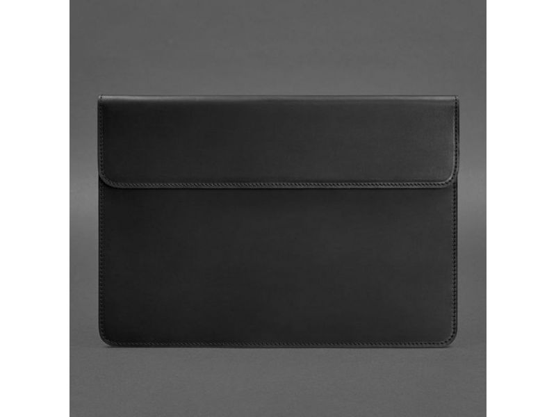 Кожаный чехол-конверт на магнитах для MacBook 15-16 дюйм Черный Crazy Horse, фото 4