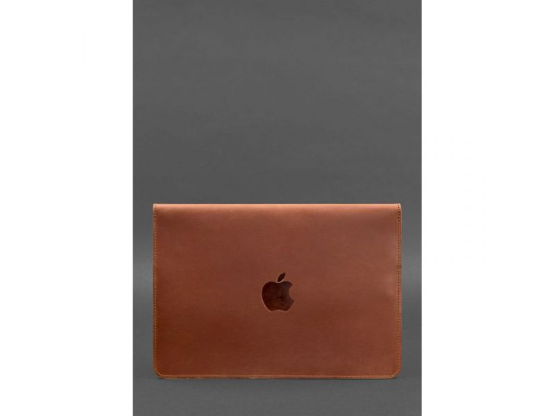 Кожаный чехол-конверт на магнитах для MacBook 13 Светло-коричневый  Crazy Horse, фото 2