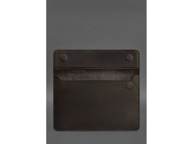 Кожаный чехол-конверт на магнитах для MacBook 13 Темно-коричневый  Crazy Horse, фото 3