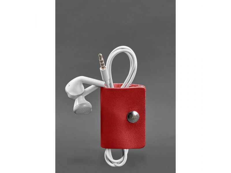 Кожаный холдер для наушников и проводов 2.0 Красный, фото 2