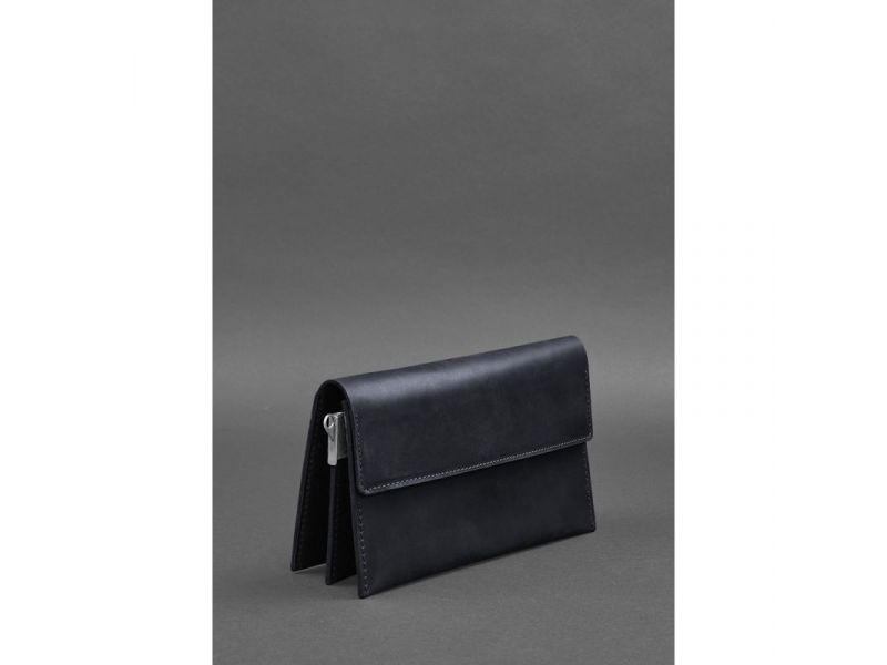 Кожаный мужской клатч-барсетка 3.0 синий Crazy Horse, фото 4