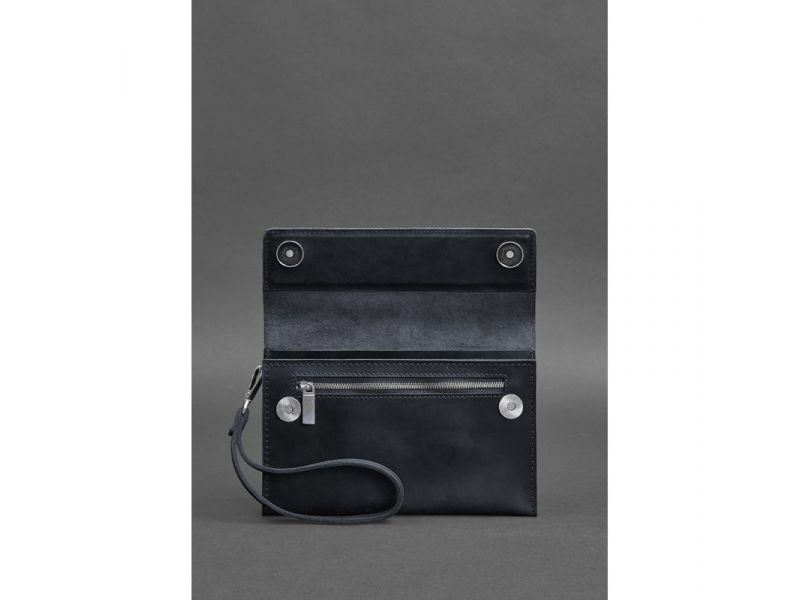 Кожаный мужской клатч-барсетка 3.0 синий Crazy Horse, фото 5